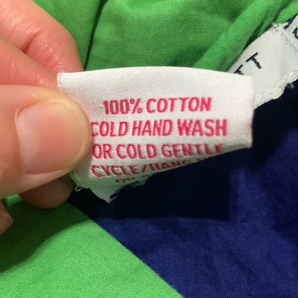 Gretchen Scott Designs Roomy XS Top Tunic Cotton Shirt Oversized Blue Lime Green - Image 7