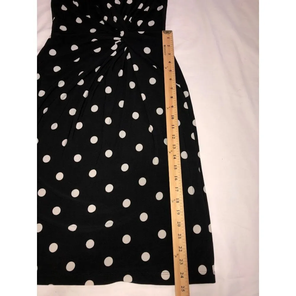 Polka Dot Dress Ralph Lauren LRL Size 8 Cap Sleeve Black White Twist Knot Slinky - Image 9