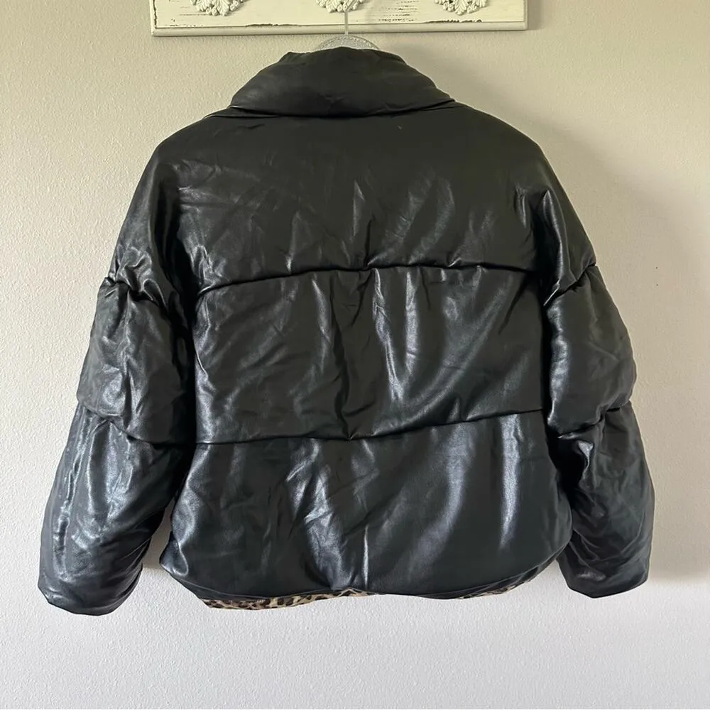 MILLY Black Faux Leather Puffer Jacket - Image 7