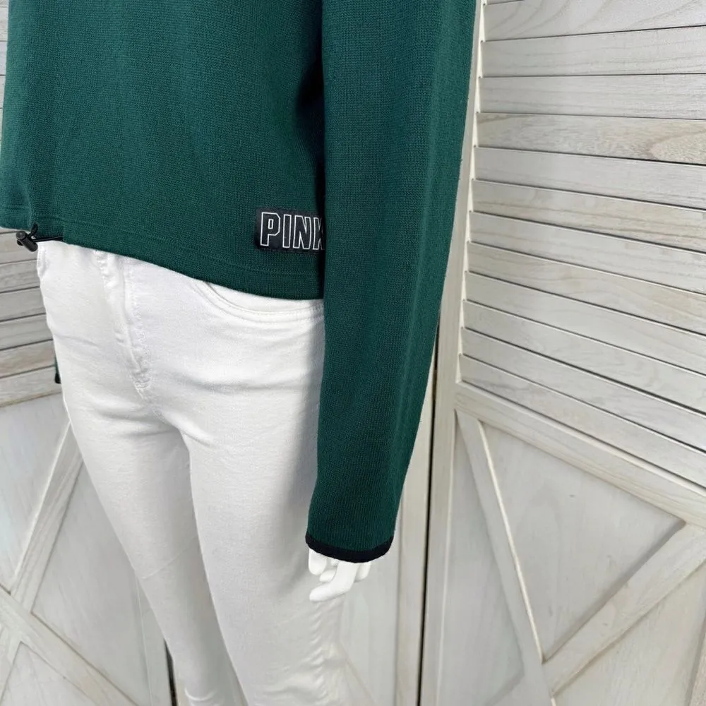 Pink by‎ Victoria’s Secret Sweater Knit Crop Hoodie Green Small Pullover - Image 7