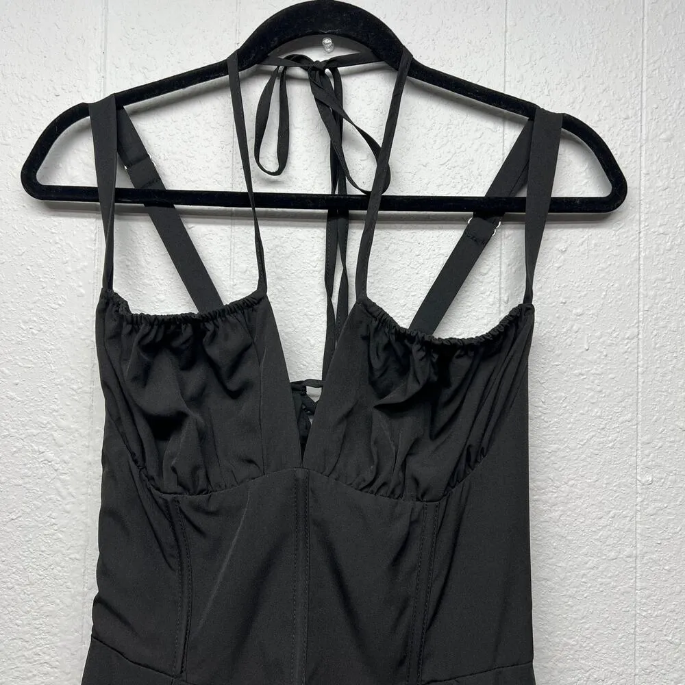 Marthea Womens Maxi Dres Large Corset Fairygoth Renaissance Witchy Regency Boho Black - Image 2