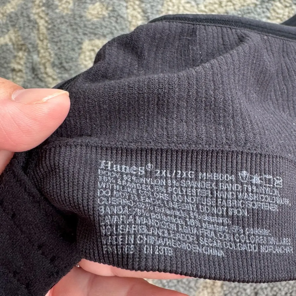 Hanes Originals Ribbed Wireless Contour Bra Black 2XL - Image 4