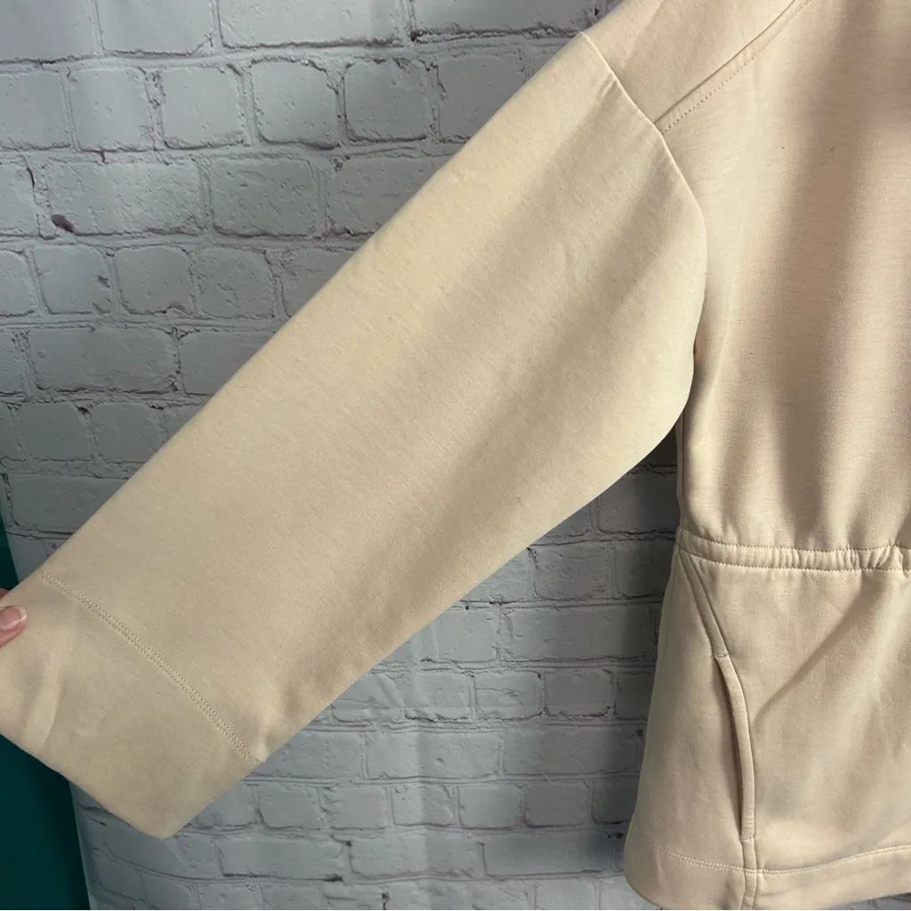 Saturday Sunday by Anthropologie peach cowl neck half zip jacket XS pockets chic - Image 4