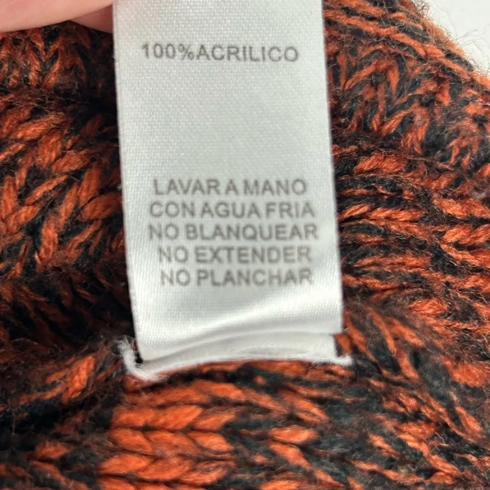 Zaria Women's Pullover Sweater M Orange Rust Crew Neck Long Sleeve Knit Black Size M - Image 5