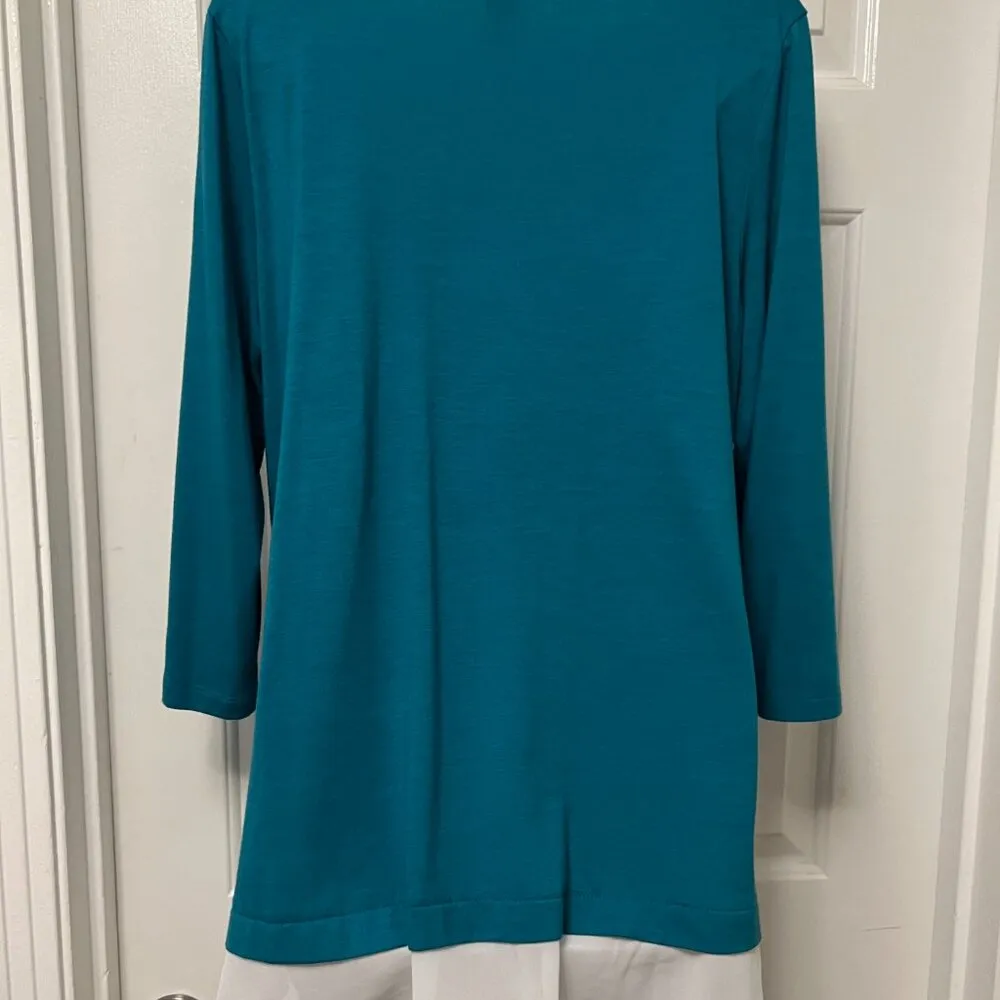 Kate & Mallory Teal & White Flowy Top - Image 4