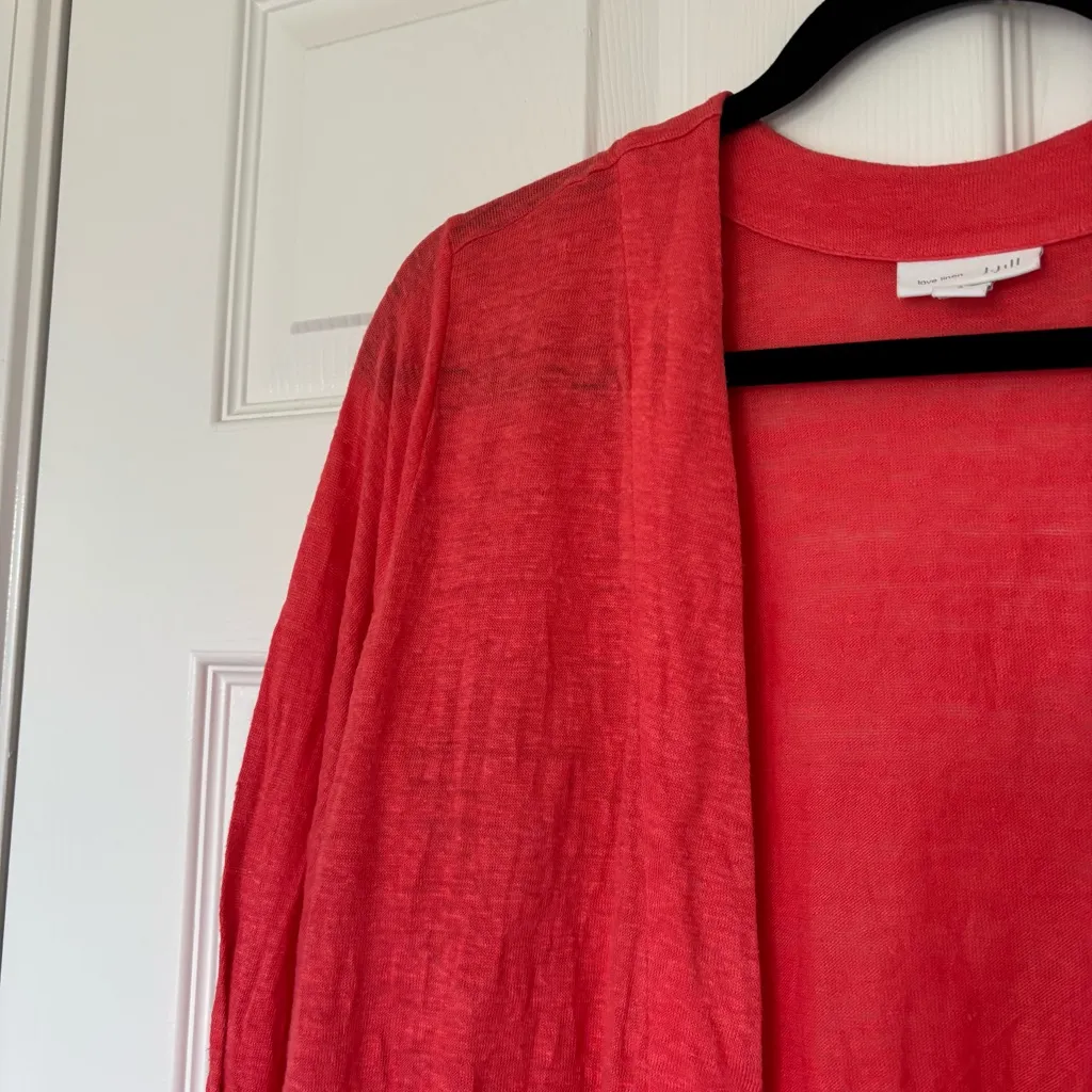 J. Jill 100% Linen Pink Peach Cardigan Size Small - Image 2