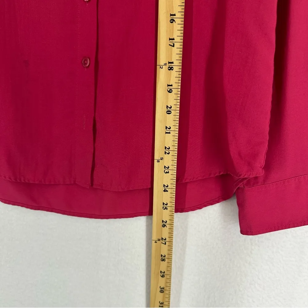 Uniqlo Button Down Long Sleeve Basic Blouse Womens Small Red - Image 5