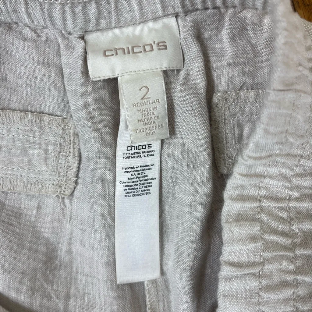 Chico's Soft Gray 100%linen straight leg pants  size L - Image 4