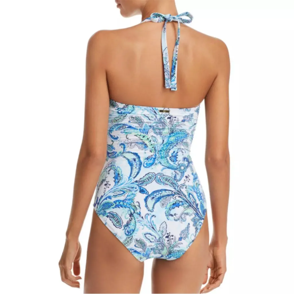 Lauren‎ Ralph Lauren Blue Fiesta Paisley Bandeau One Piece Swimsuit 8 NWT - Image 2