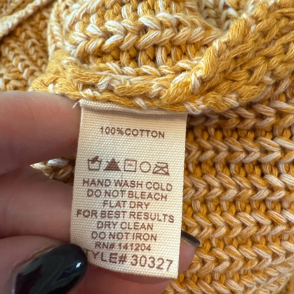 Hem & Thread Yellow Orange Crew Neck Sweater with Ribbed Texture - Image 6