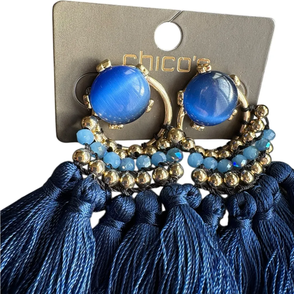 Chico's Vibrant Blue Tassel Earrings - Image 2