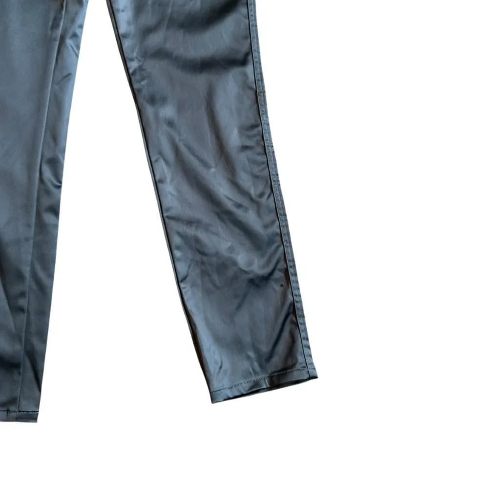 Agnes B. Paris Blue Satin Skinny Pants Cocktail Party Casual Size 40 8 Women's - Image 3