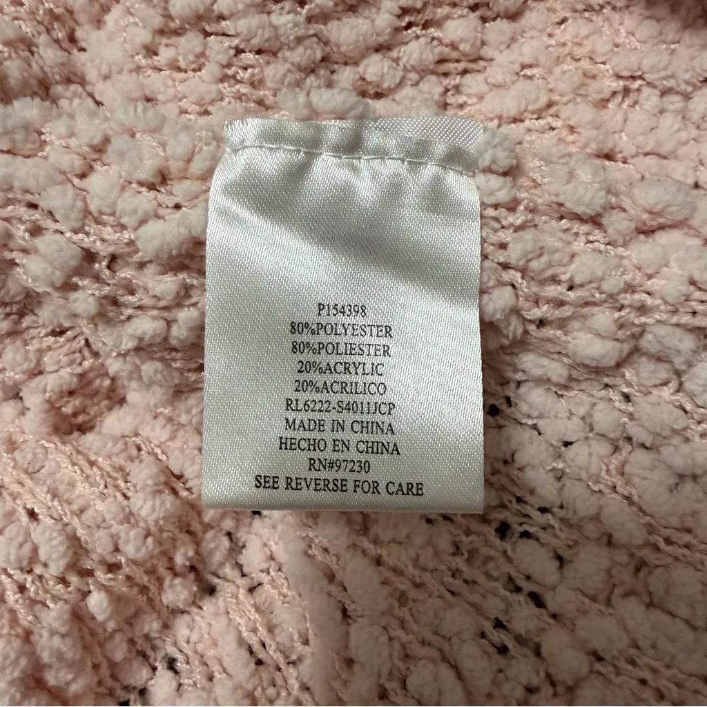 Almost Famous  Pink Popcorn Textured V Neck Sweater Size M - Image 9