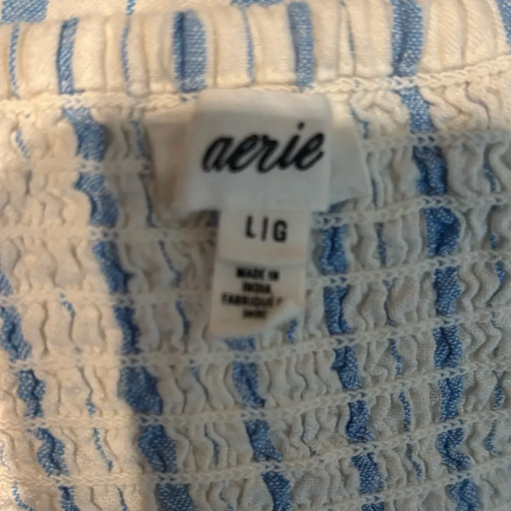 Aerie Blue and White Textured Top - Image 2