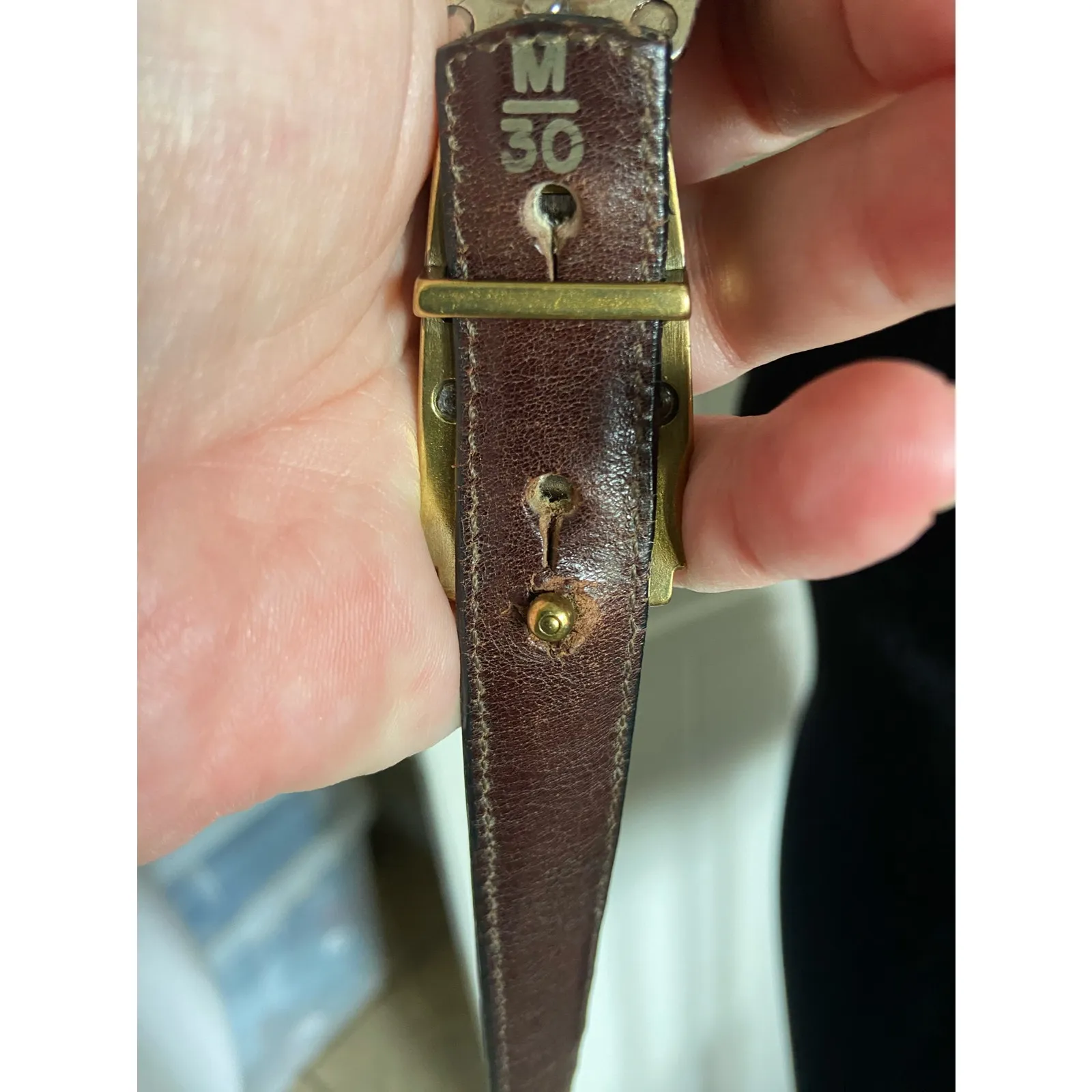 Brighton C6600 Reversible Brown‎ Black Thin Leather Belt Croc Embossed - Image 7