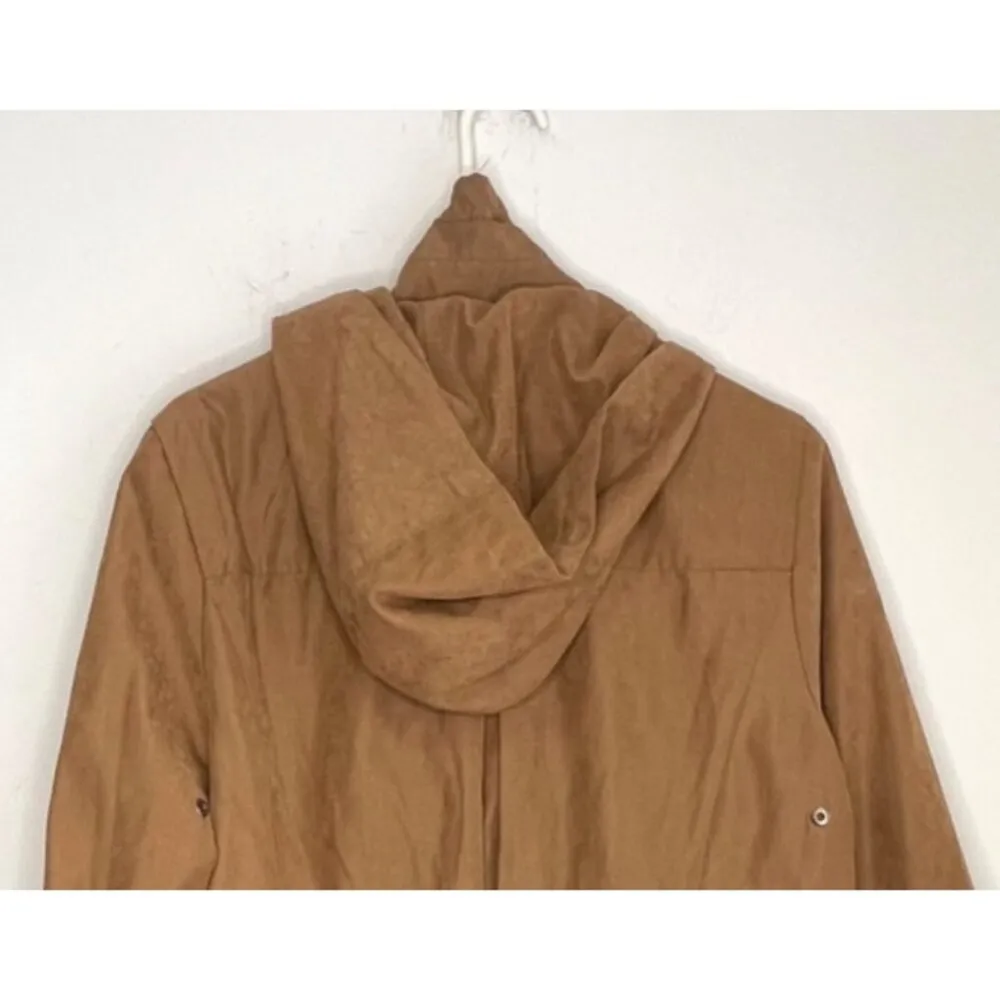Jones New York Jacket Brown Windbreaker Lightweight Hooded Coat Size L - Image 5