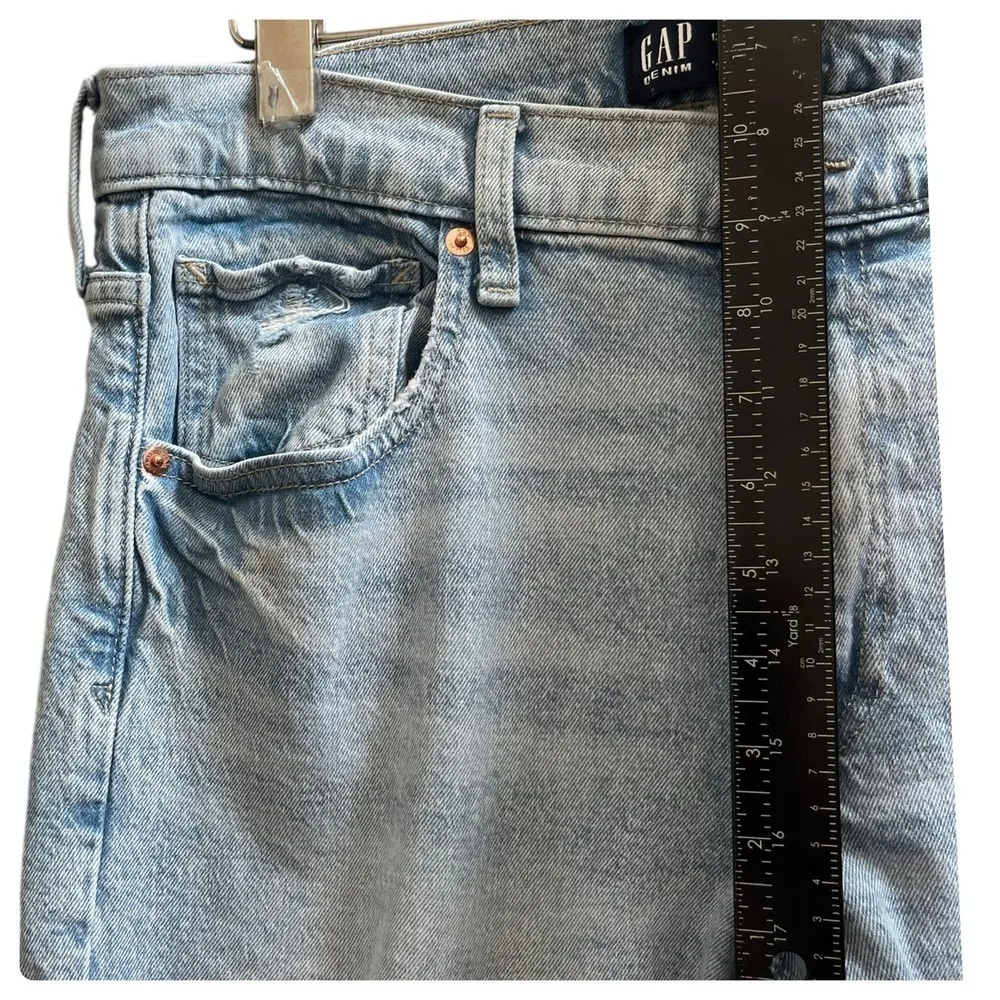 Gap 90s Loose Distressed Split Hem Straight Leg Jean Size 12/31R - Image 8