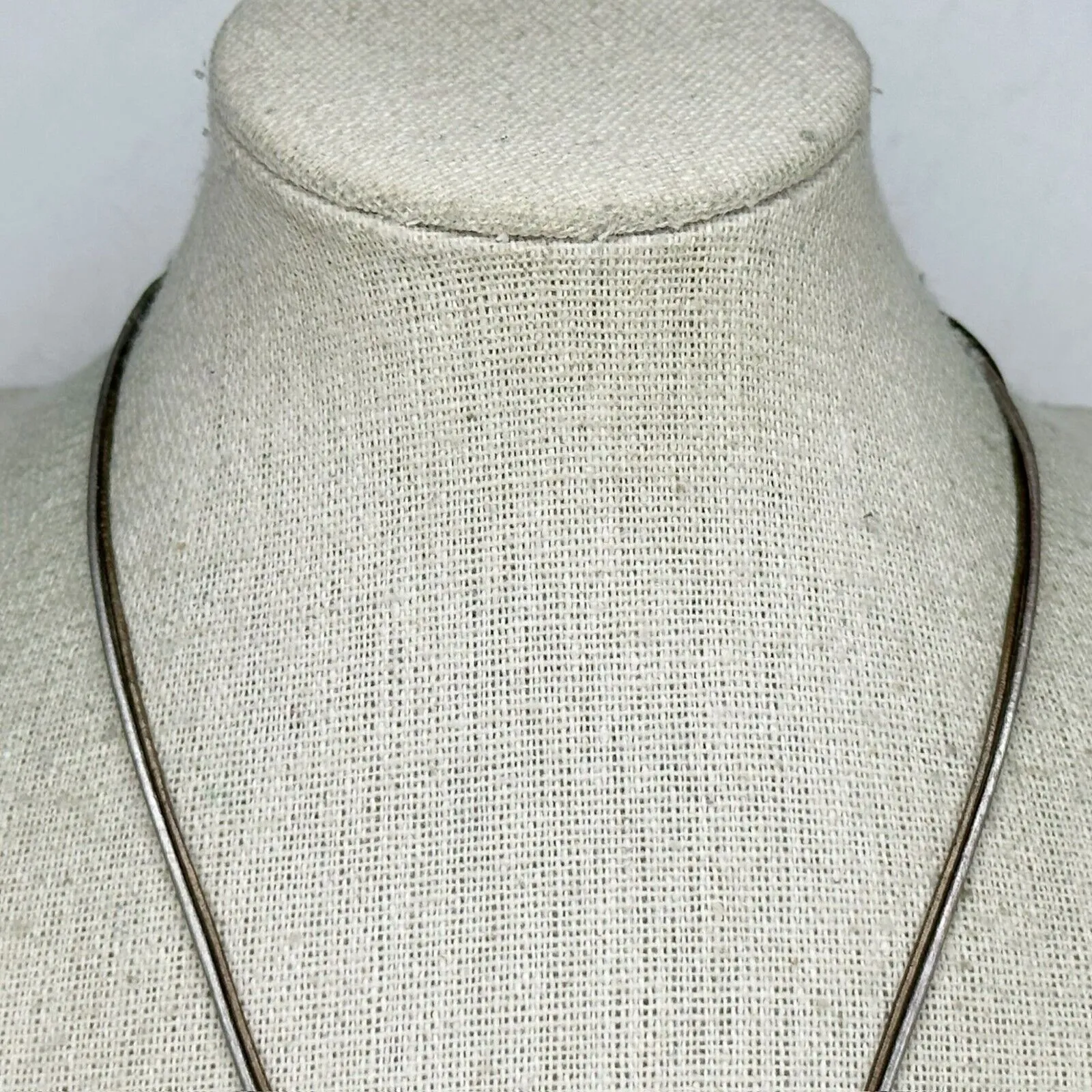 Chico's Double Strand Cord Square Striped Silver Tone Pendant ✨ - Image 2