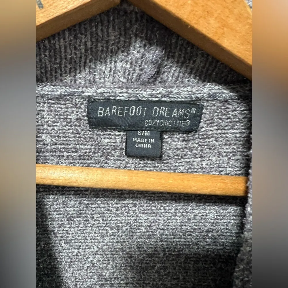 Barefoot Dreams Cozy Chic Lite Knit Womens S/M Gray Open Drape Cardigan - Image 2