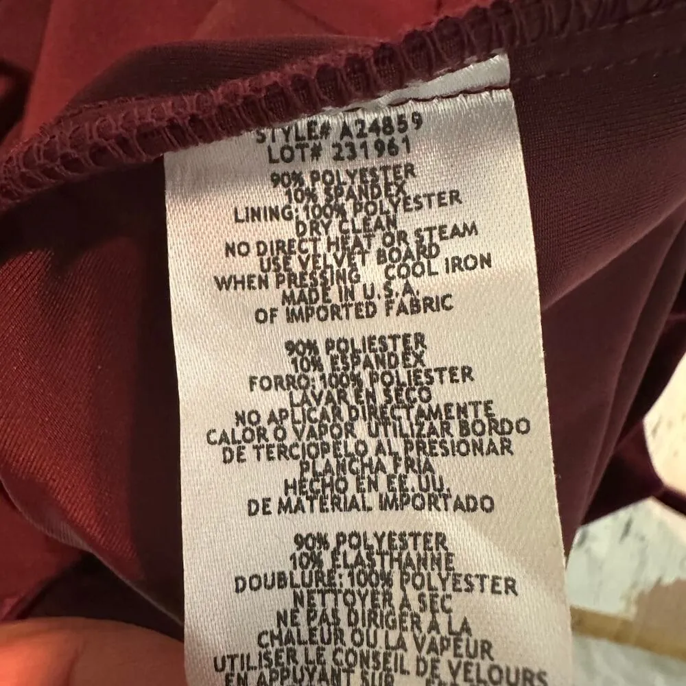 AQUA Ruched Velvet Mini Party Stretch Holiday Dress Size 8 Burgundy - Image 9
