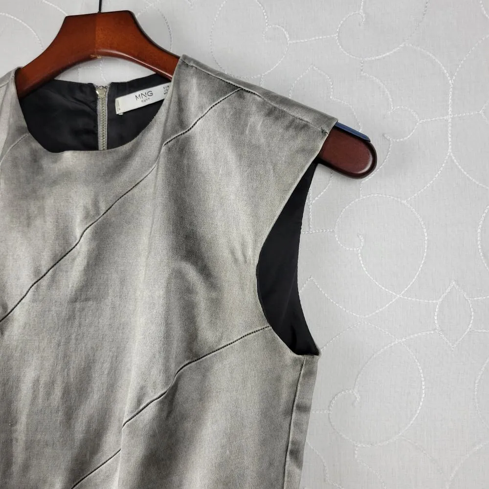 MNG Suit Women's Cocktail Dress 4 Silver Gray Sleeveless Round Neck Back Zip - Image 6