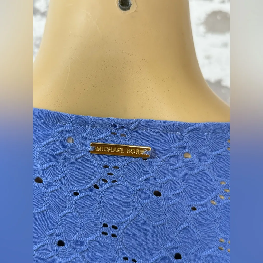 Michael Kors Blue Eyelet Blouse - Image 4