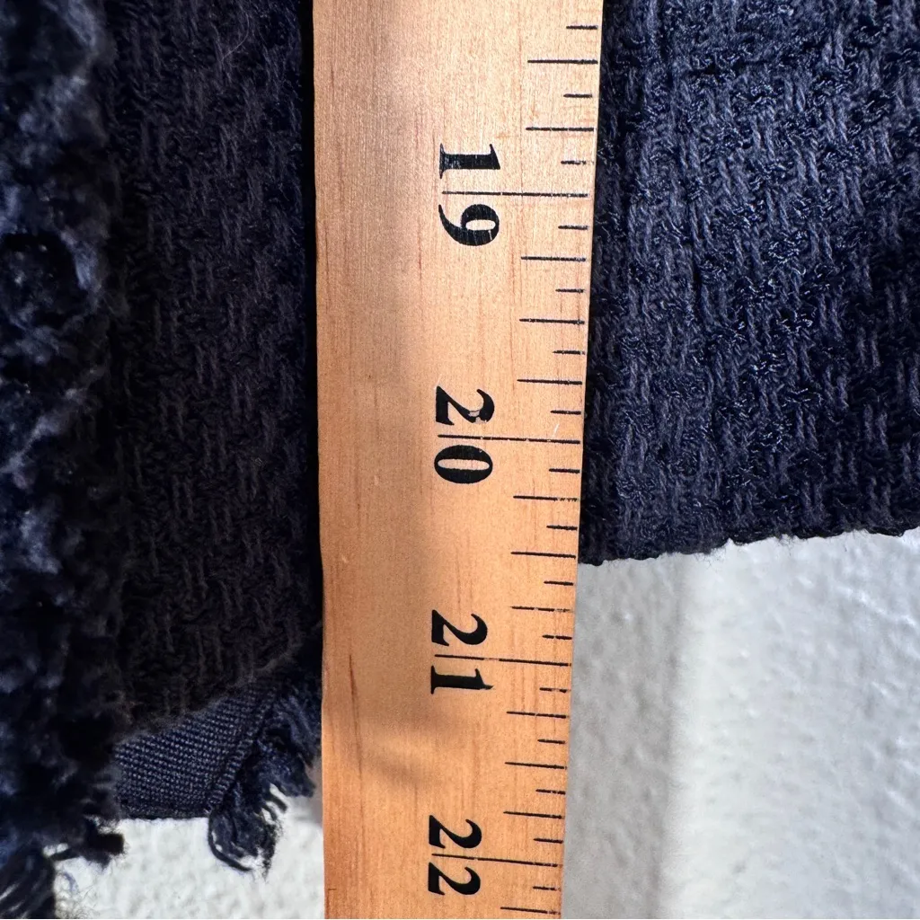 Vince Navy Blue Tweed Asymmetrical Zip Blazer Jacket Womens XS Preppy Classic - Image 5