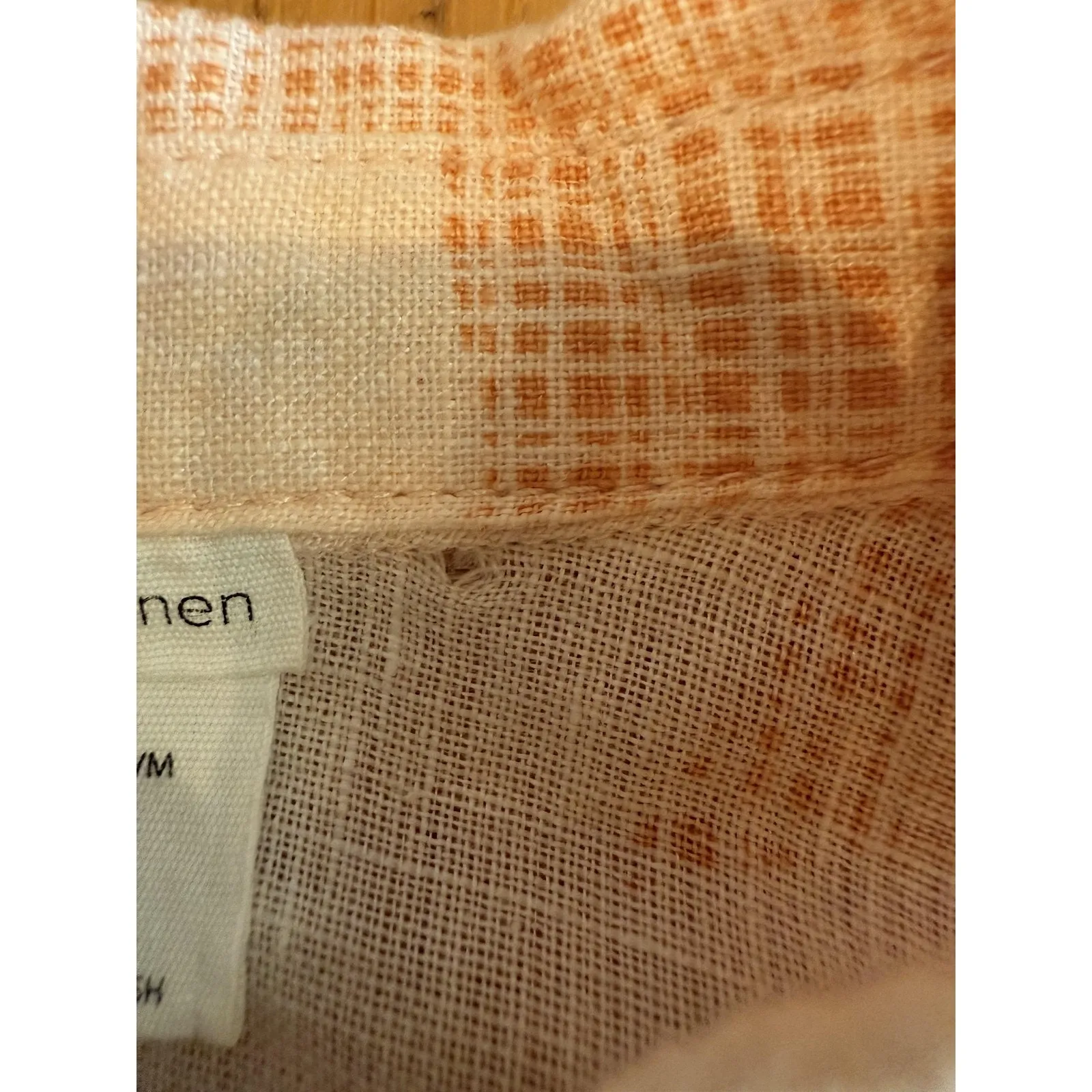 Joie Shirt Womens Medium Peach White Linen Button Front Roll Tab Collared Top - Image 6