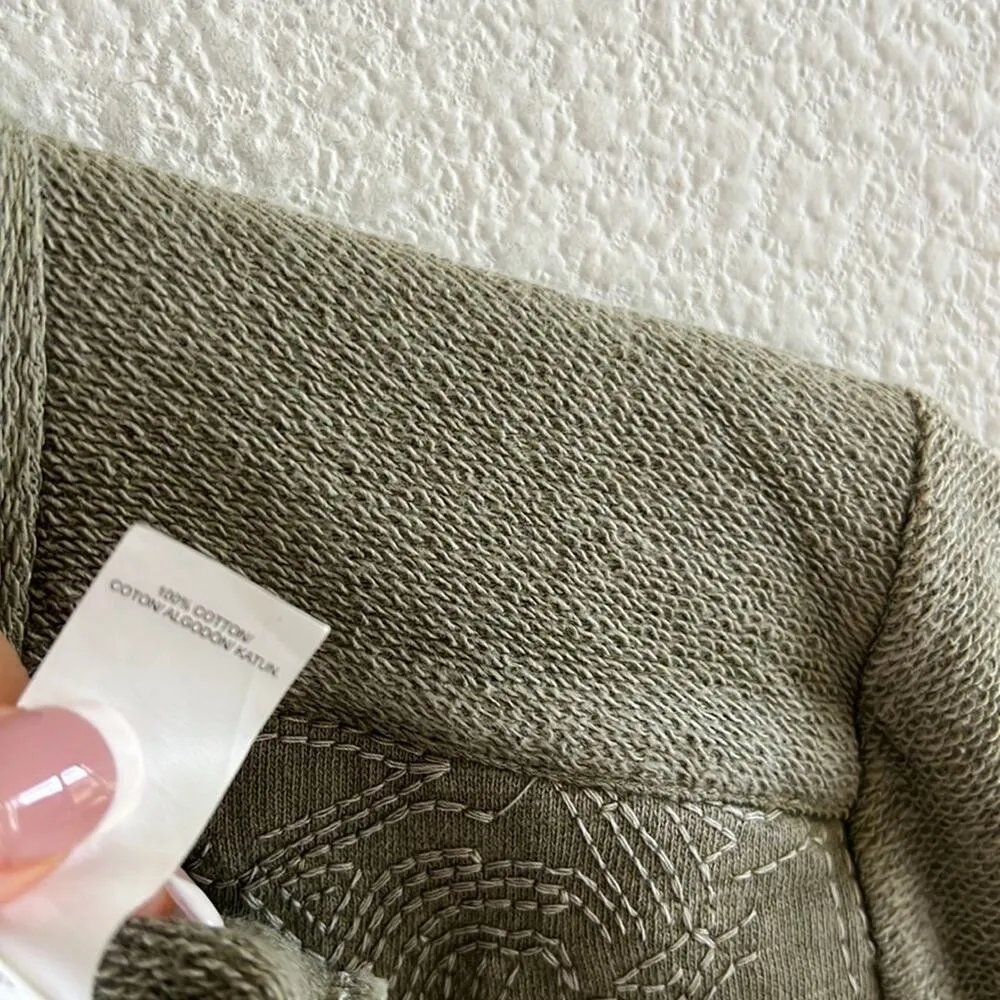 Lucky Brand Embroidered Front Zip Soft Sweatshirt Jacket Moto Style Medium - Image 6