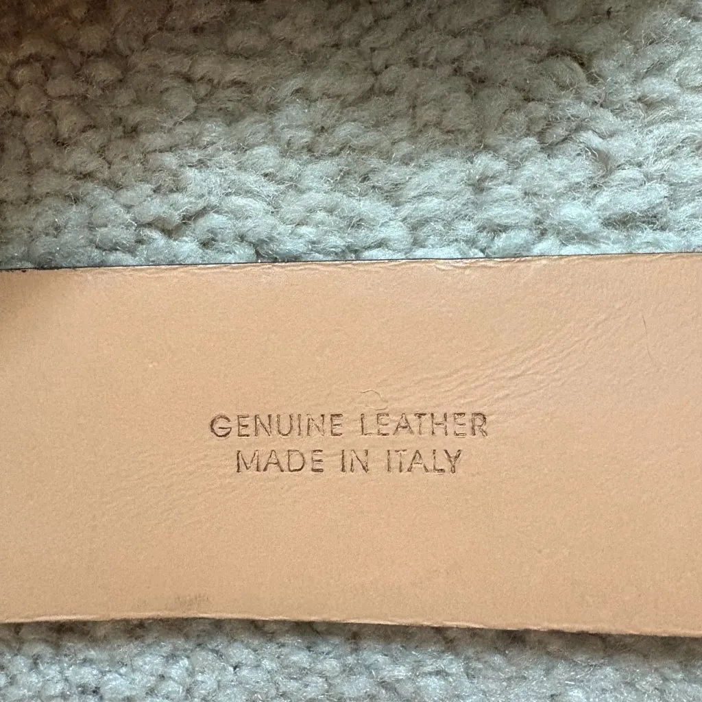 Harold's brown boho pebbled leather big buckle belt made in Italy women's small - Image 6