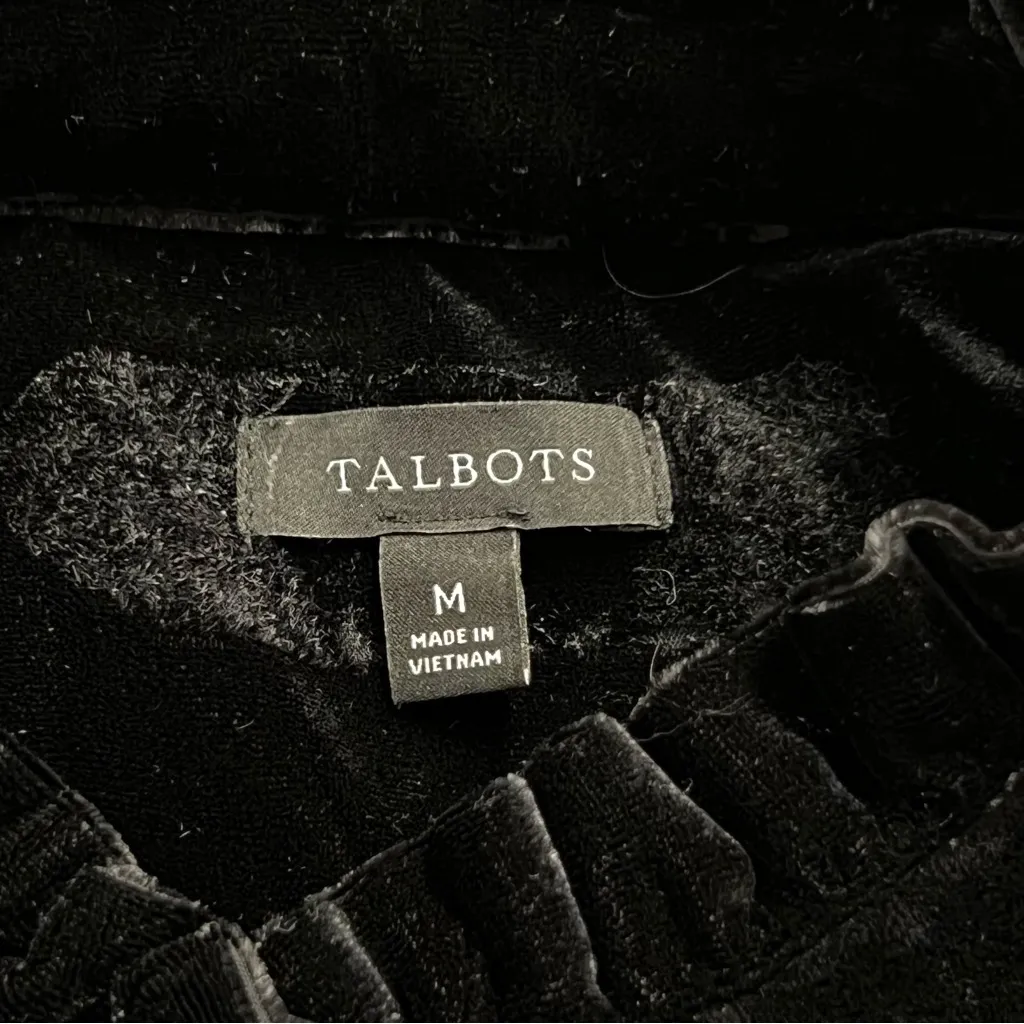 Talbots Womens Black Velvet Tunic Top Size M Preppy Holiday Boho Victorian Goth - Image 6