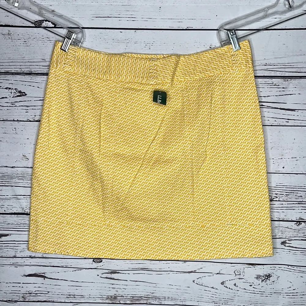 L.L. Bean NWT 16-Reg Sunburst Yellow Geometric Coveside Canvas Button Up Skirt - Image 3