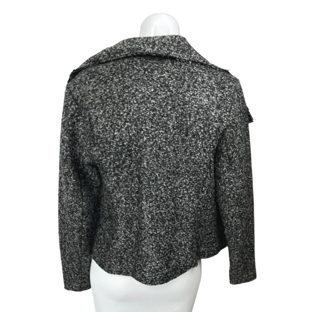 Ann Taylor Black Wool Boucle Knit Open Front Draped Cardigan Sweater Top Size S - Image 2