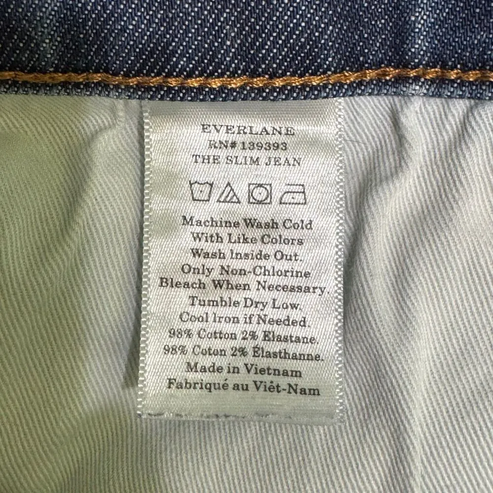 Everlane The Slim Jean Medium Wash Straight Leg Denim 5 Pocket Cotton EUC 30 - Image 6