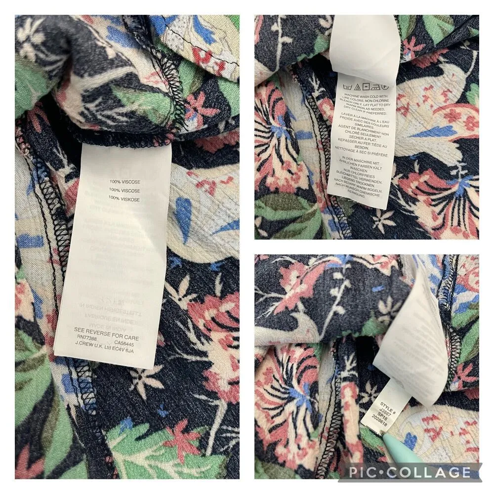 J. Crew Floral Tie Front Drapey Top Island Floral Keyhole Neck Size Medium - Image 11
