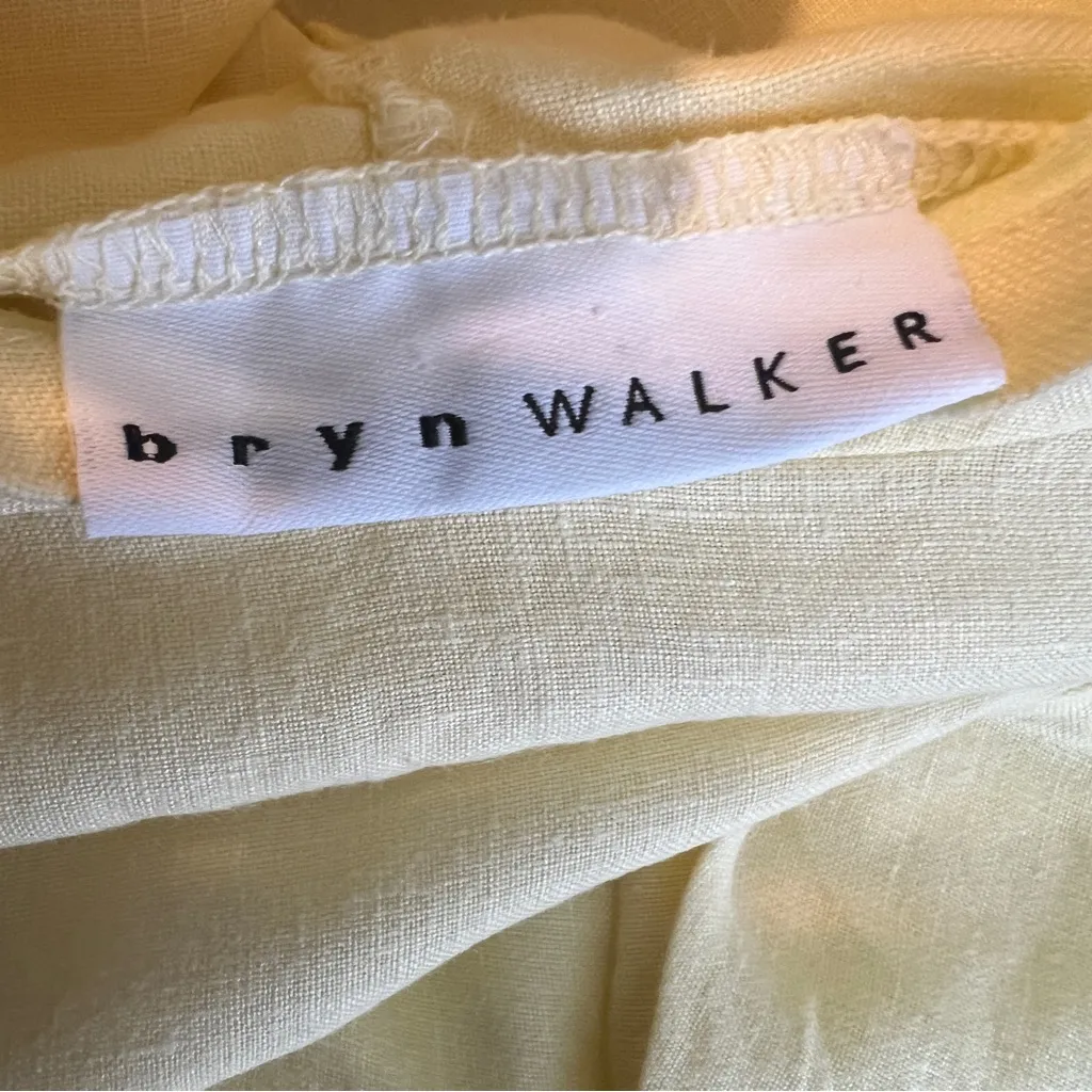 Bryn Walker Size Small (Oversized) 100% Linen Yellow Hoodie Shirt With Pockets - Image 7