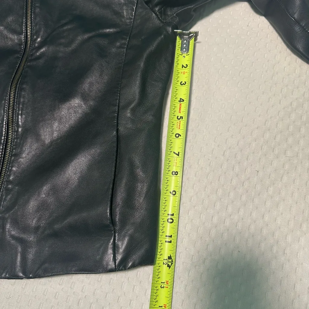 CiTY DKNY Black Leather women Jacket size 6 - Image 13