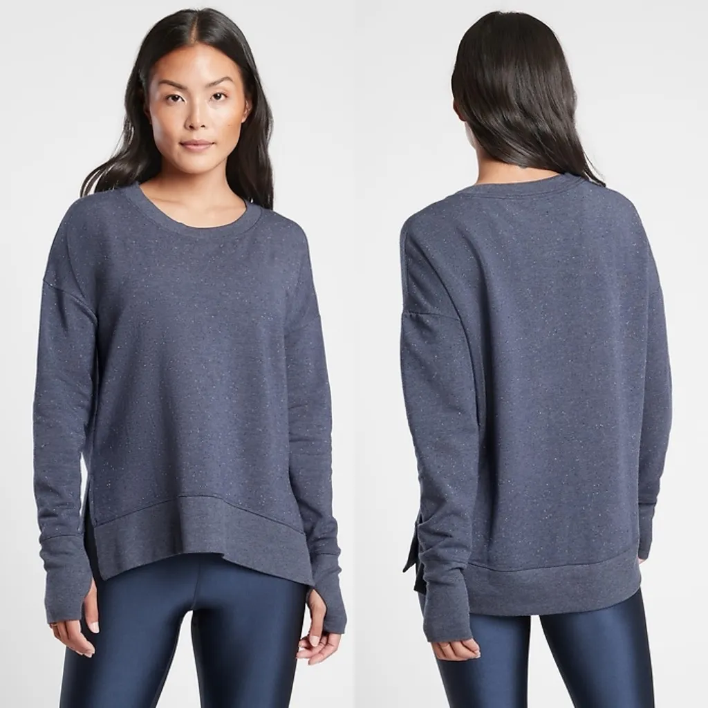 ATHLETA Balance Pullover Crewneck Sweatshirt in Navy Multi Nep Size L - Image 2