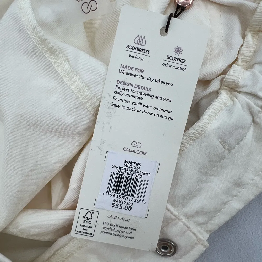 Calia Woven Paper Bag Shorts M White Size M - Image 8