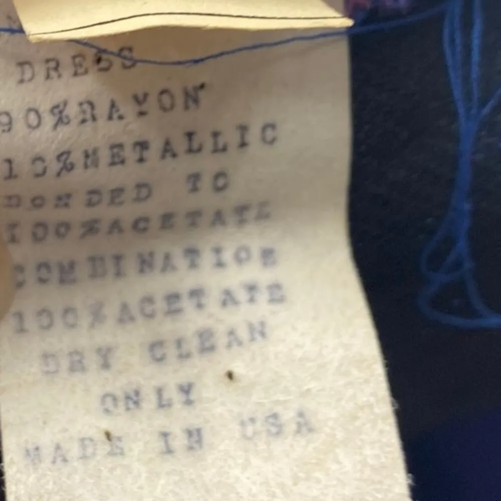 Vintage 70s 80s Sequin Chiffon Hem Midi Dress Cocktail Cobalt Blue Womens Small - Image 12