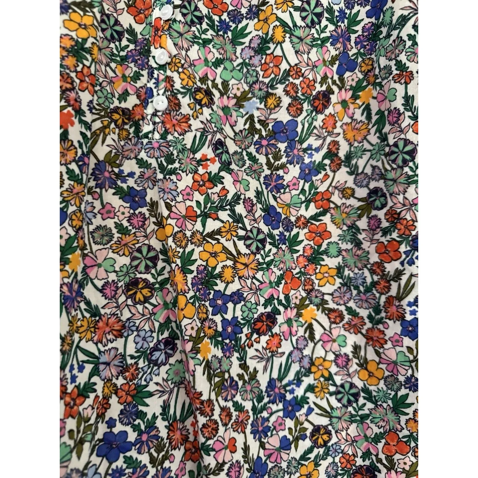 Talbots Blouse Womens XLP Multicolor Floral Cotton Long Sleeves Lightweight Top - Image 7