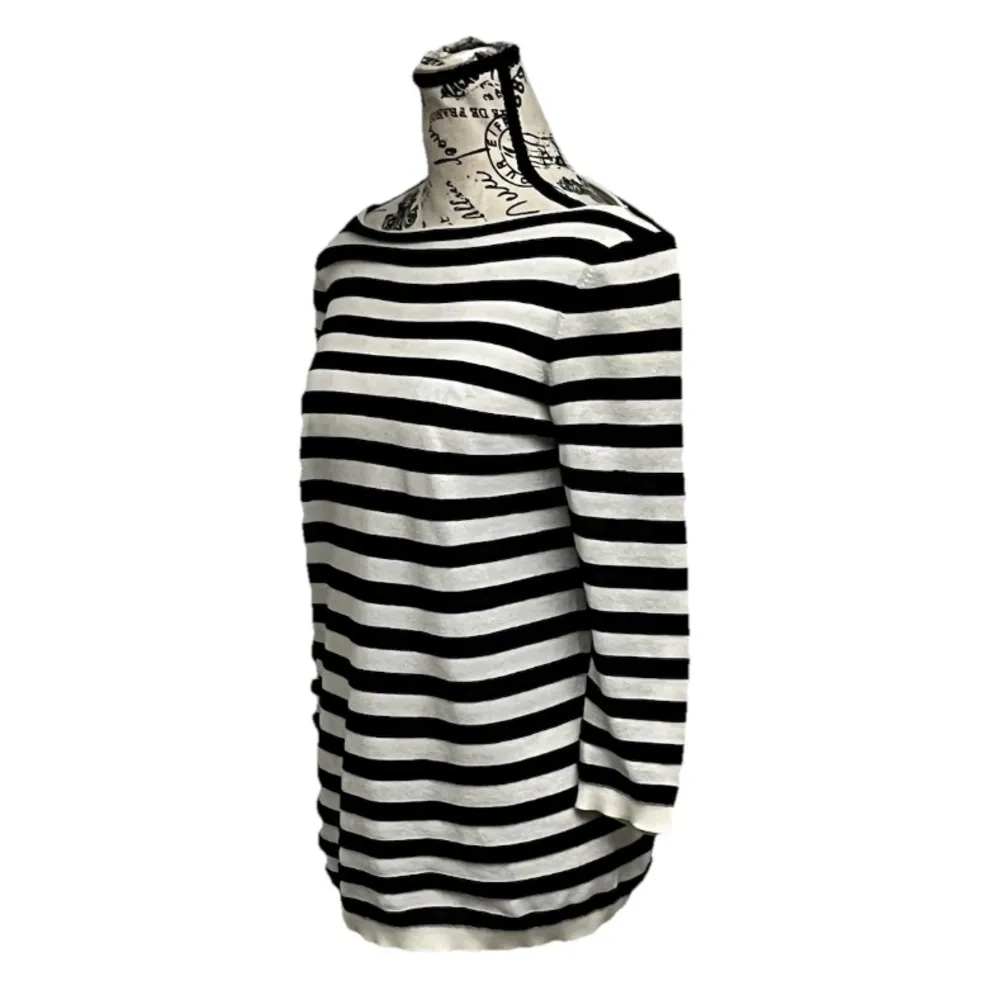 LOFT Striped Boat Neck Cotton Knit Top XS Nautical Sailor Preppy Coastal tunic - Image 3