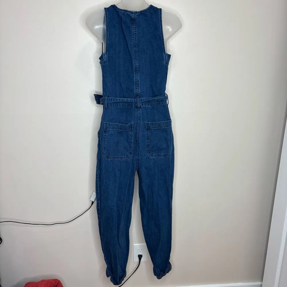 Rachel Comey x Target Indigo Denim Wash Jean Sleeveless Jumpsuit Size 2 belt Y2K - Image 3