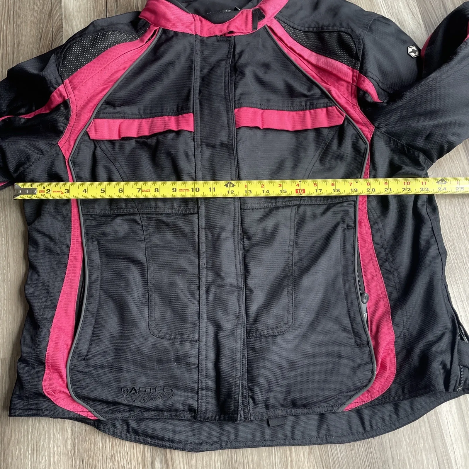 Castle Streetwear Women's Heavy Padded Pink Black Motorcycle Jacket Size‎ 14 - Image 5