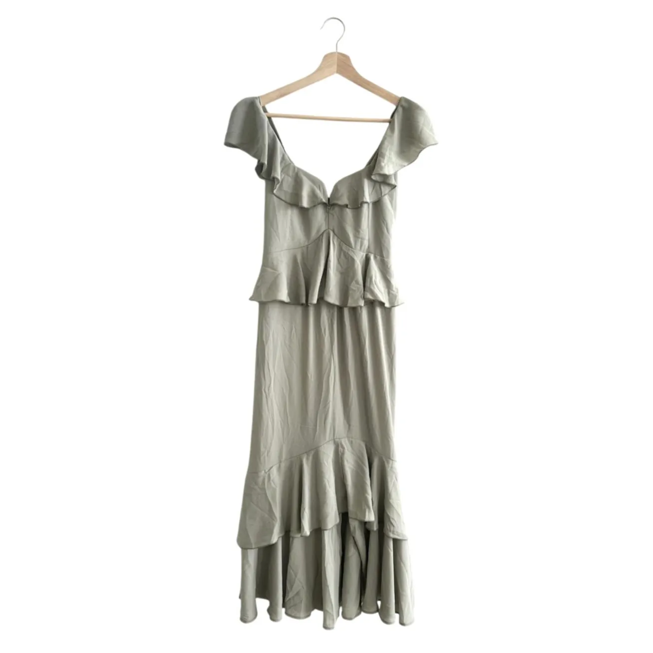 Show Me Your Mumu Reese Ruffle Dress Moss Green Crisp XS - Image 5