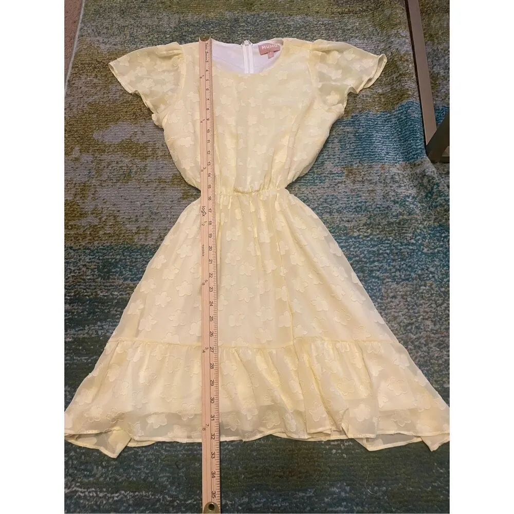 Show Me Your Mumu Merrit Cut Out Mini Dress Yellow Small Short sleeve Floral - Image 12