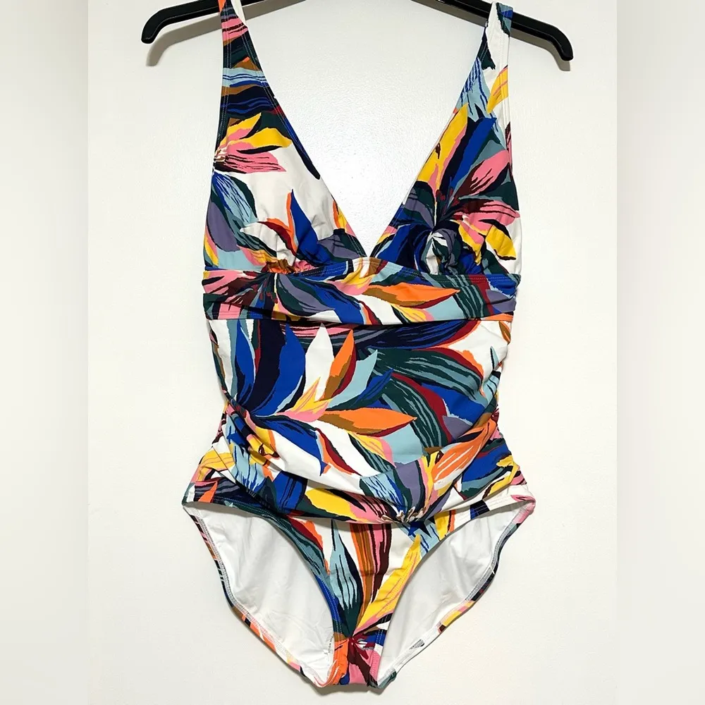 NWT Anne Cole Riviera Floral Soft Band Shirred One Piece Swimsuit 10 - Image 4