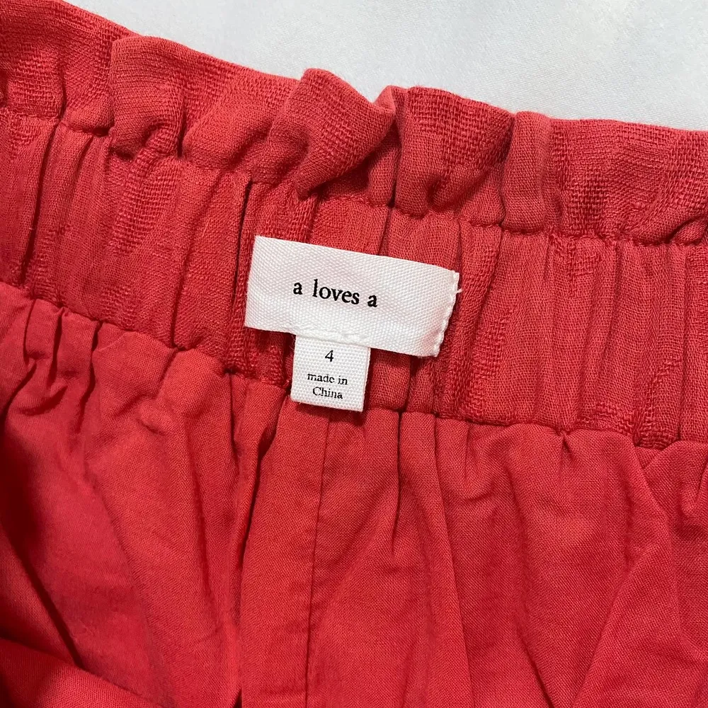 Anthropologie A Loves A Paperbag Shorts High Rise Red Floral Print Belted- 4 - Image 5