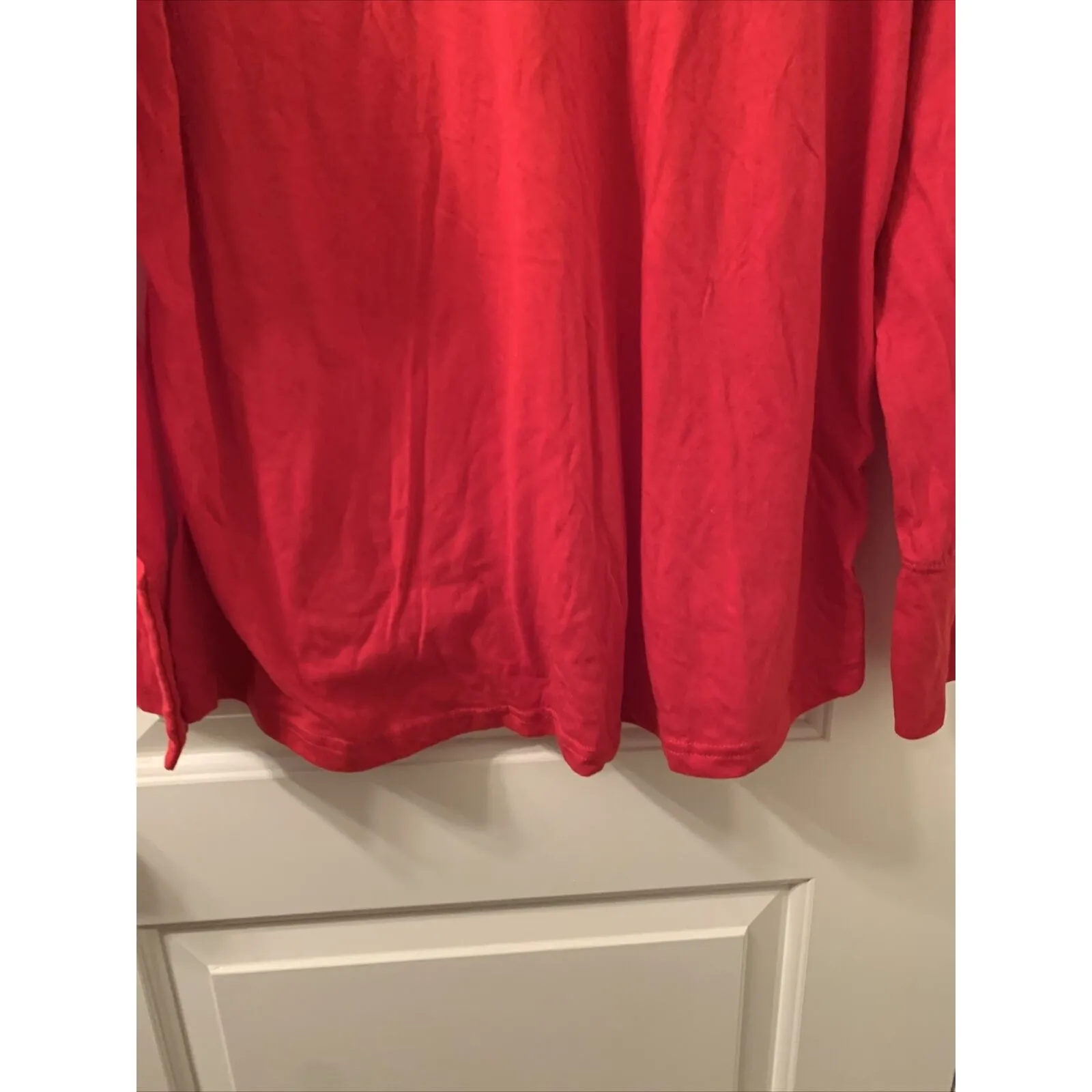 Gilligan & O'Malley Women's Long Sleeve Pajama Shirt Top Sleep 1pc Size L Red Size L - Image 6