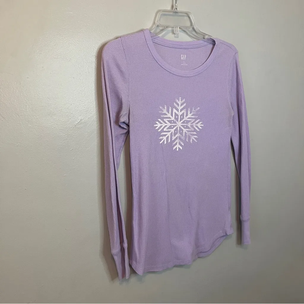 Gap Lilac Snowflake Long Sleeve Top - Image 2